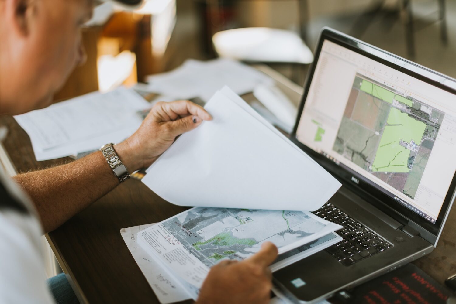 Farmer Working on Computer